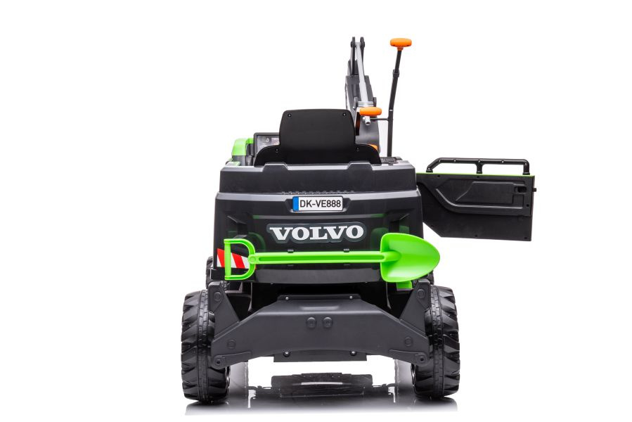 Vienvietis akumuliatorinis eskavatorius vaikams volvo dk-ve888 lean toys, žalias