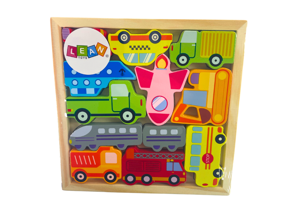 Medinė mašinėlių dėlionė lean toys