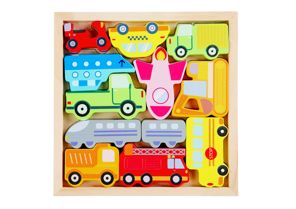 Medinė mašinėlių dėlionė lean toys