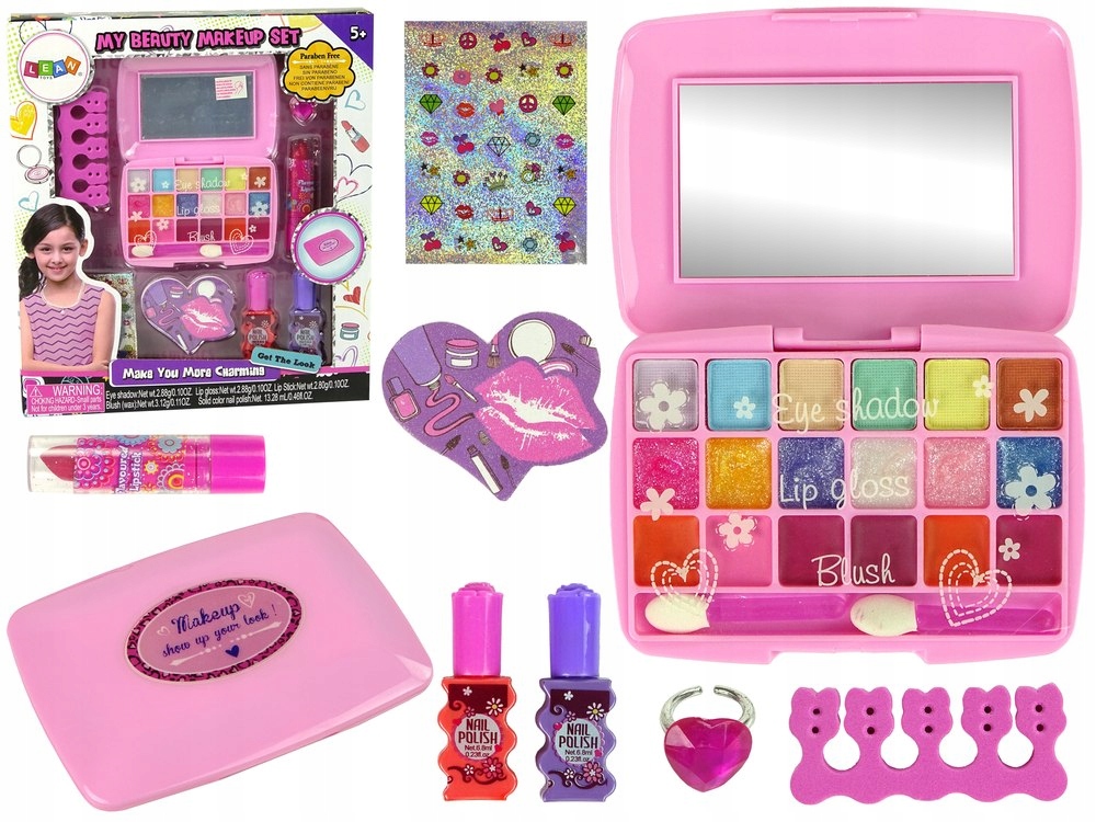 Beauty set pink palette eye shadows lūpų blizgesiai