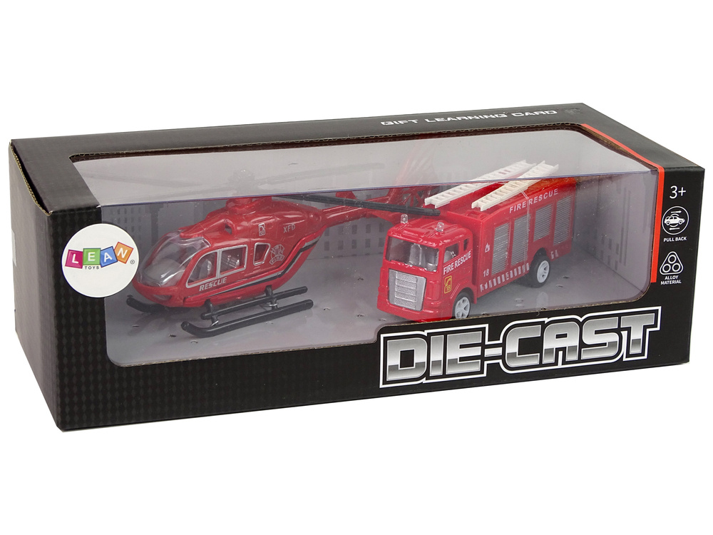 Ugniagesių transporto priemonių rinkinys lean toys, raudonas