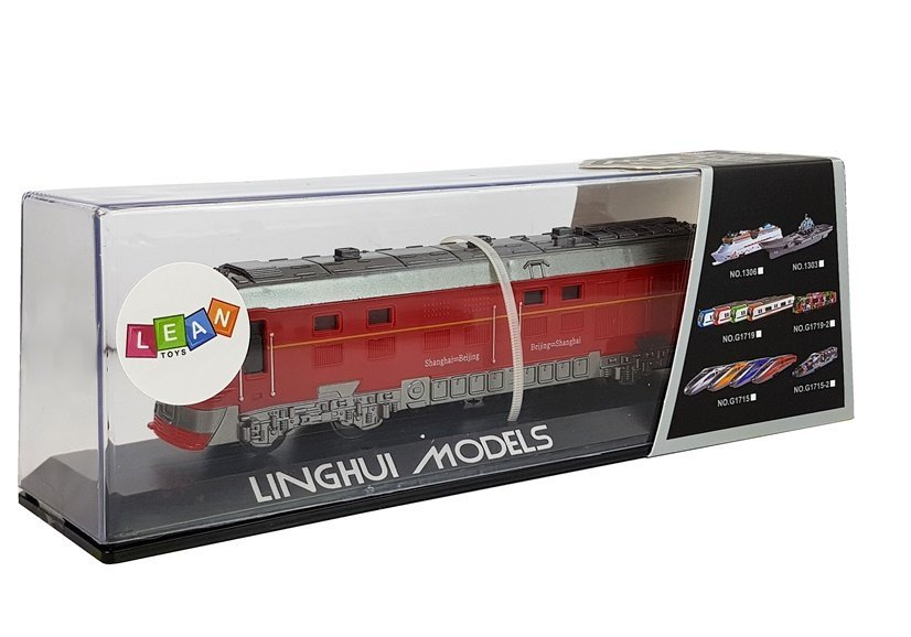 Raudonas pendolino traukinys su šviesos ir garso efektais