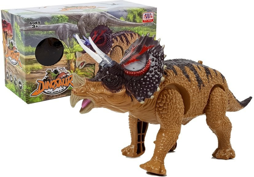 Dinozauras triceratops veikia su baterija geltona