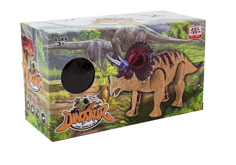 Dinozauras triceratops veikia su baterija geltona