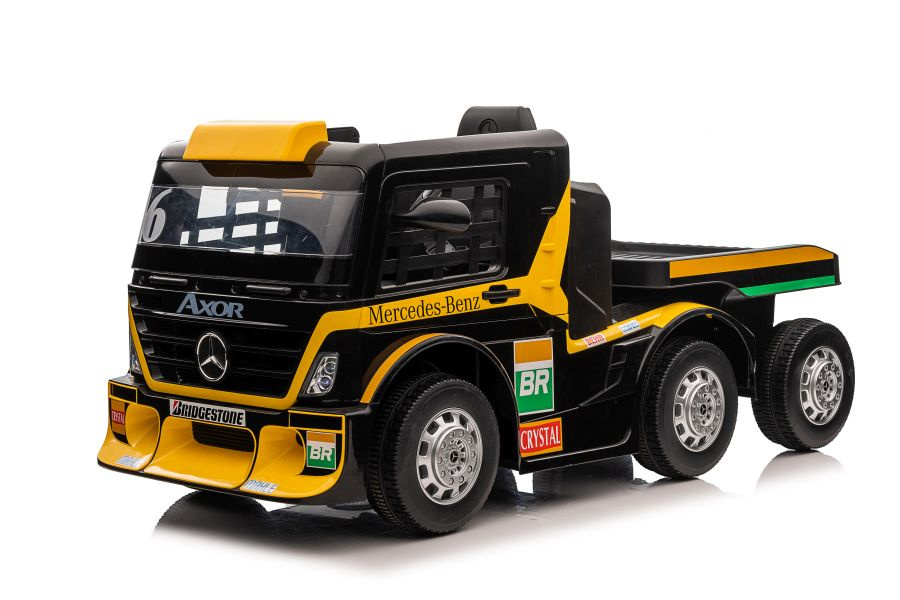 Vienvietis elektromobilis su priekaba mercedes-benz axor xmx622, geltonas