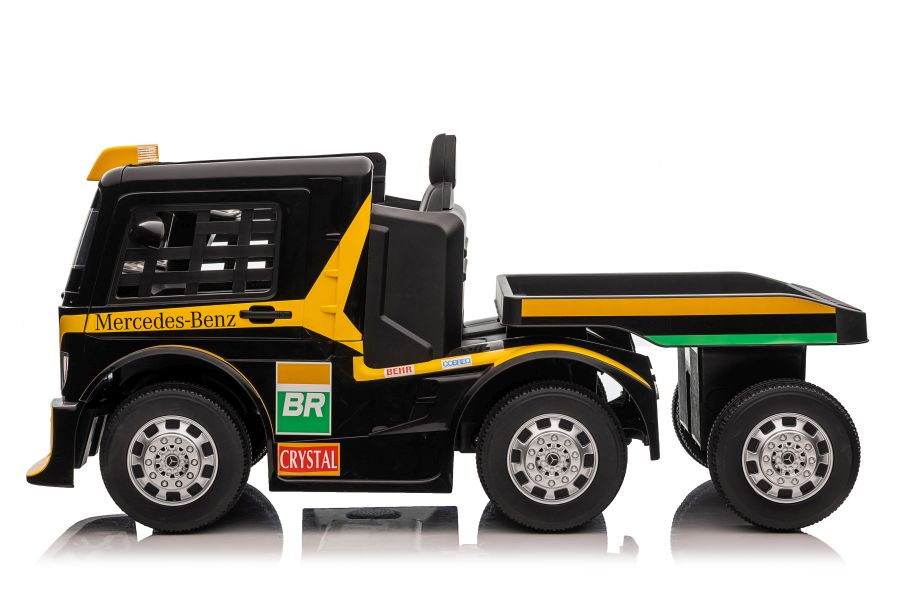 Vienvietis elektromobilis su priekaba mercedes-benz axor xmx622, geltonas