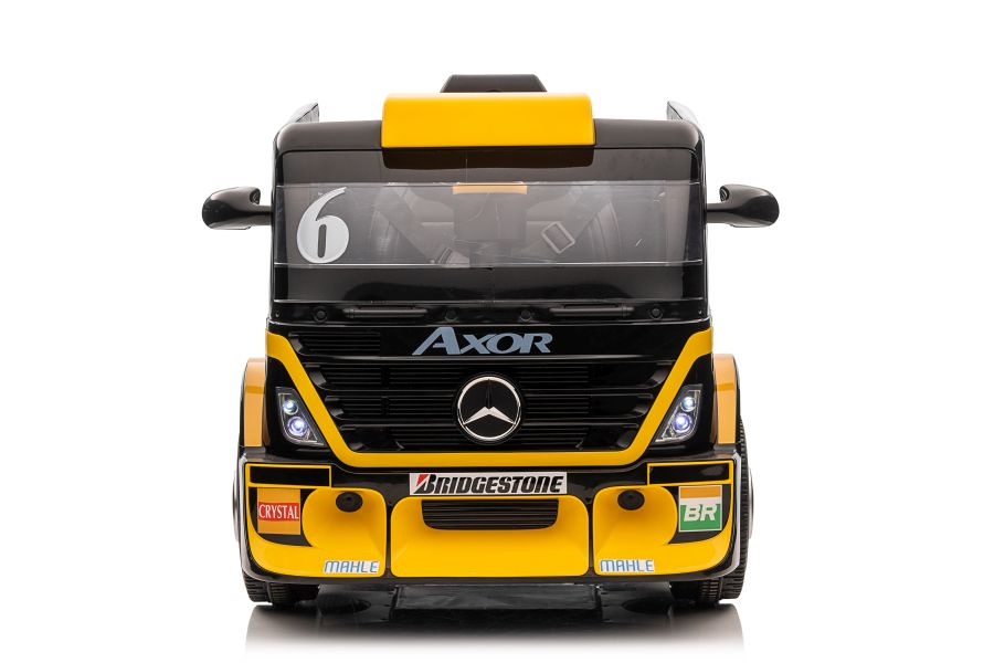Vienvietis elektromobilis su priekaba mercedes-benz axor xmx622, geltonas