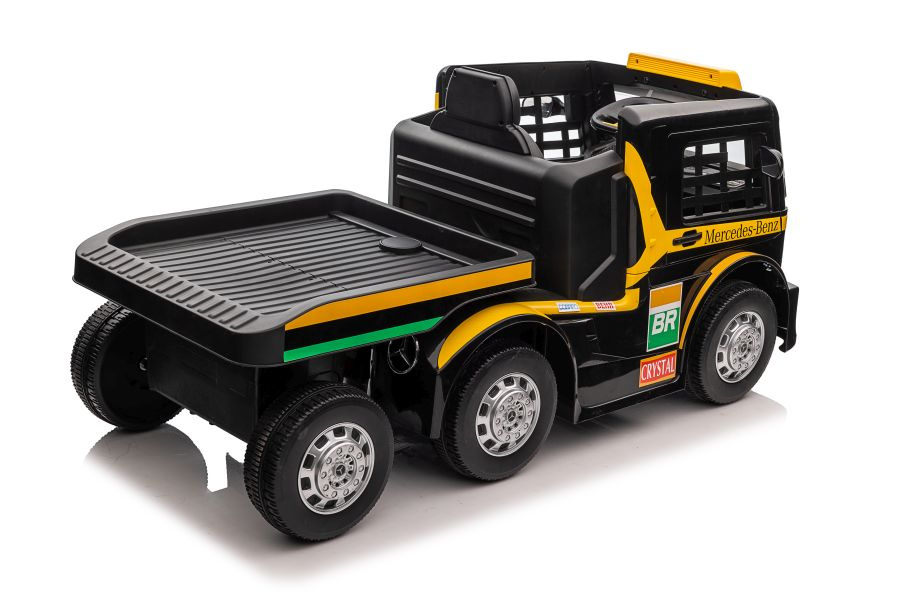 Vienvietis elektromobilis su priekaba mercedes-benz axor xmx622, geltonas