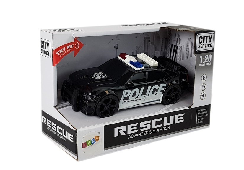 Policijos automobilis su garso ir šviesos efektais lean toys 1:20