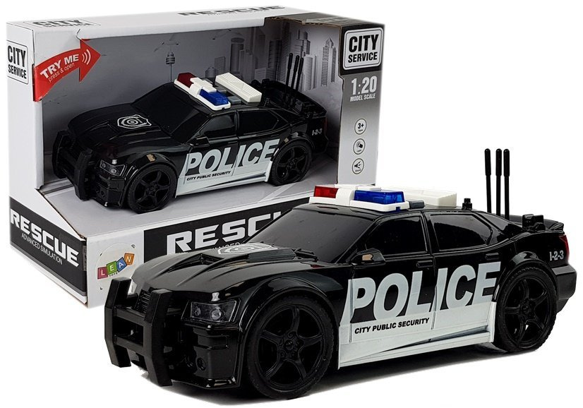 Policijos automobilis su garso ir šviesos efektais lean toys 1:20