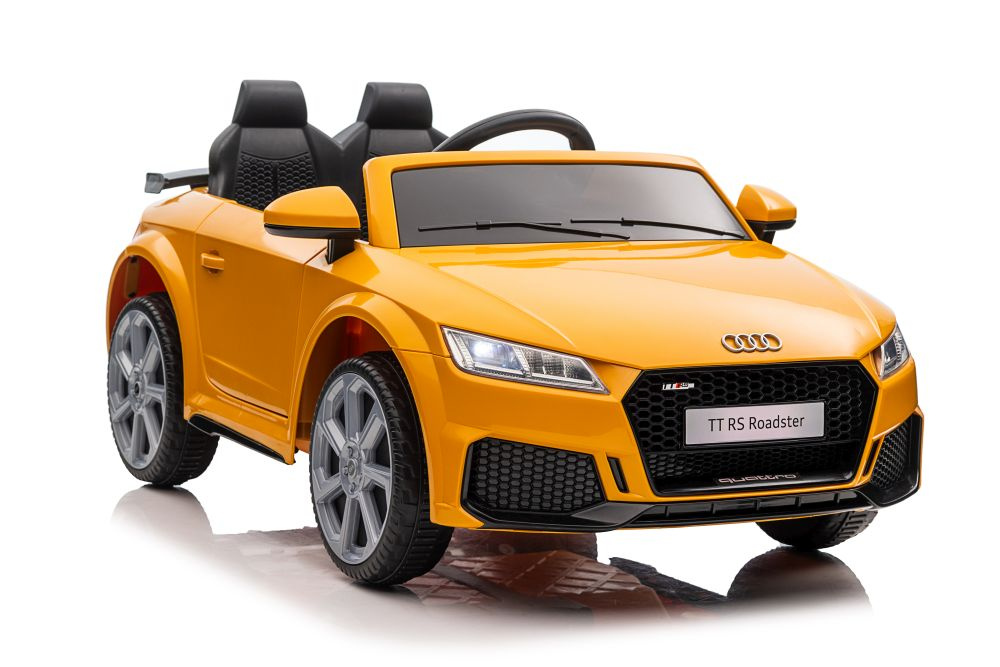 Vienvietis vaikiškas elektromobilis audi ttrs, geltonas