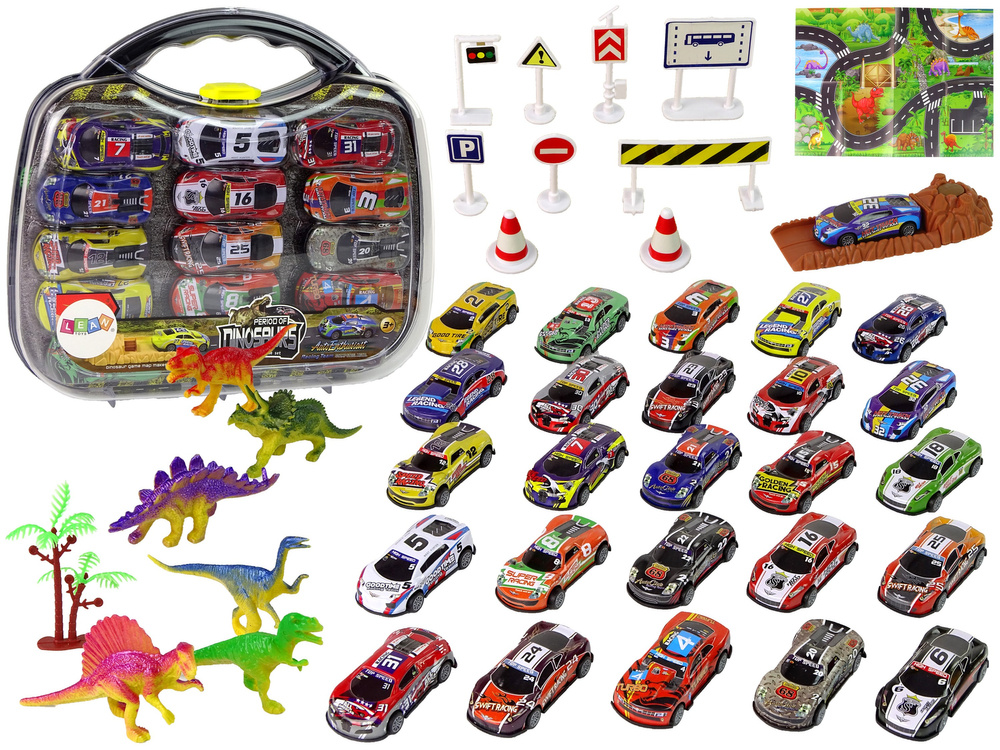 Automobilių trasa su dinozaurais