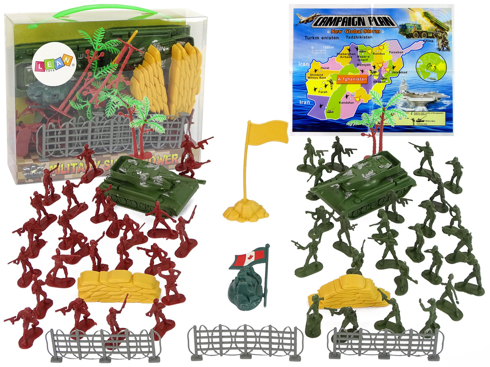 Karinių figūrėlių ir tankų rinkinys military super power leantoys