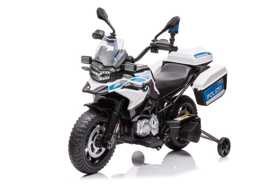 Vaikiškas elektrinis policijos motoroleris jt5002b, baltas