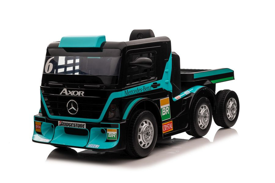 Vienvietis elektromobilis su priekaba mercedes-benz axor xmx622, mėlynas