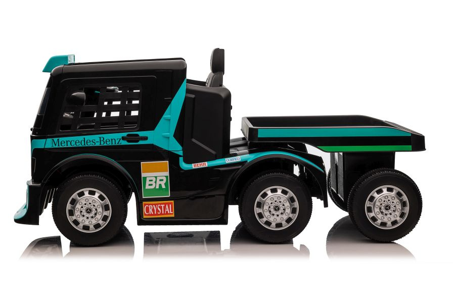 Vienvietis elektromobilis su priekaba mercedes-benz axor xmx622, mėlynas