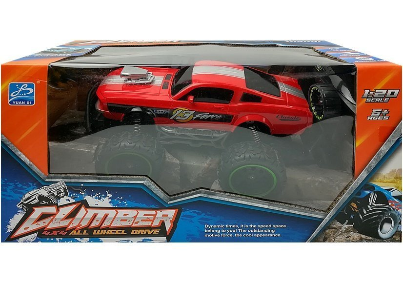 Climber nuotoliniu būdu valdomas automobilis r/c 6,5 km/h high wheels, raudona