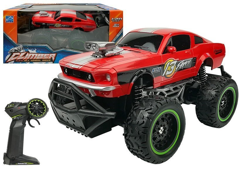 Climber nuotoliniu būdu valdomas automobilis r/c 6,5 km/h high wheels, raudona