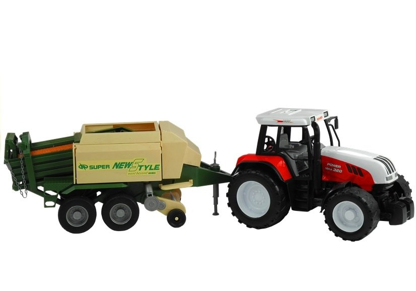 Didelis traktorius su priekaba lean toys, 65 cm