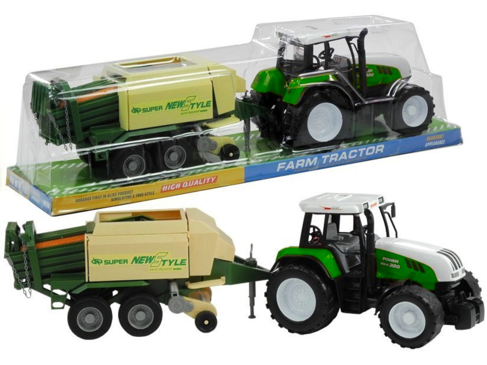 Didelis traktorius su priekaba lean toys, 65 cm