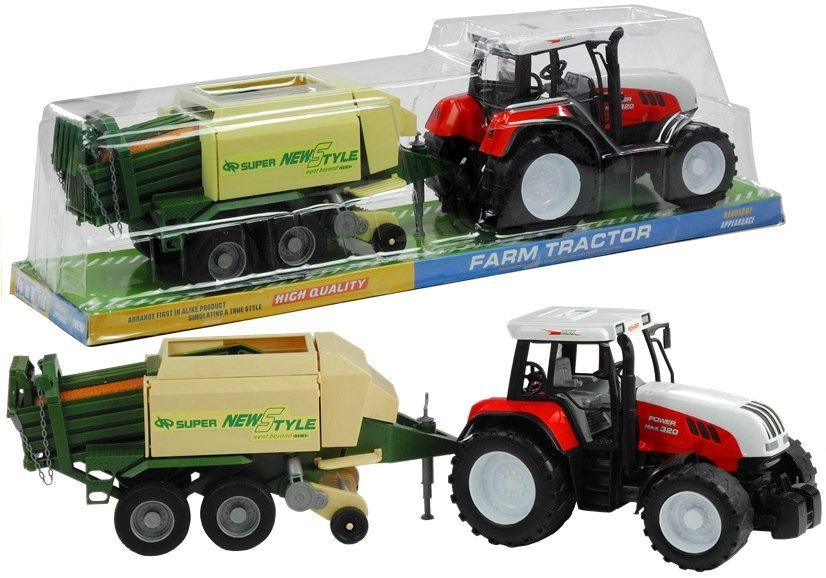 Didelis traktorius su priekaba lean toys, 65 cm
