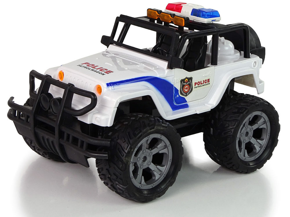 Nuotoliniu pulteliu valdomas policijos automobilis jeep