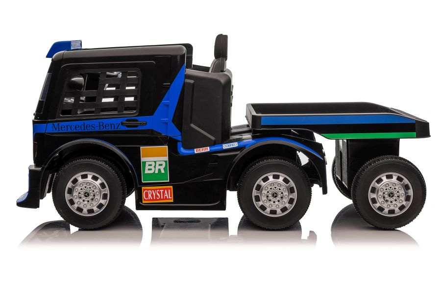 Vienvietis elektromobilis su priekaba mercedes-benz axor xmx622, mėlynas