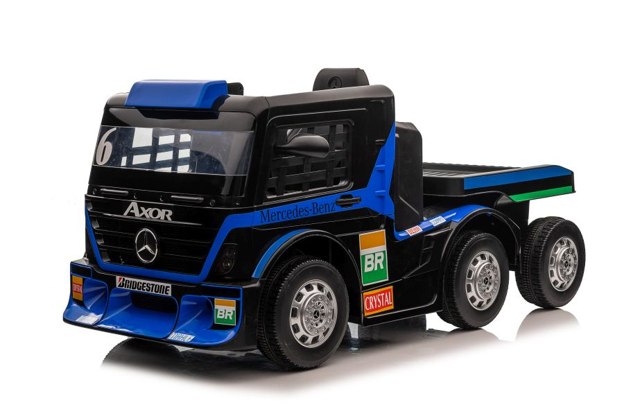 Vienvietis elektromobilis su priekaba mercedes-benz axor xmx622, mėlynas
