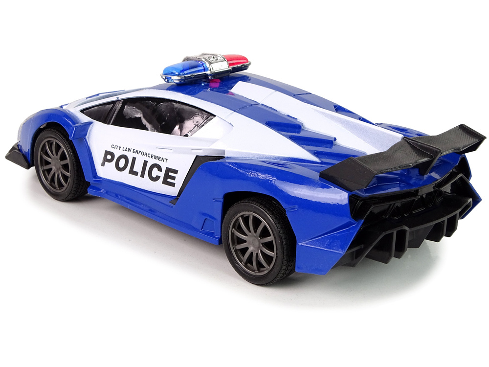 Nuotoliniu būdu valdomas policijos lenktynių automobilis su led šviesomis