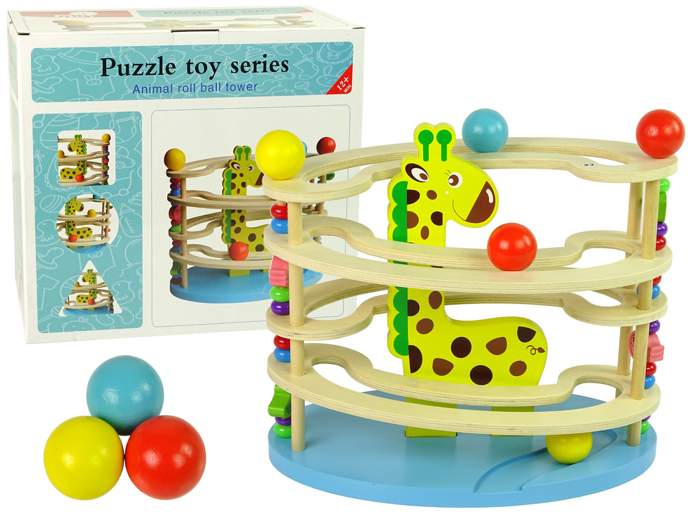 Medinis žaidimas vaikams lean toys žirafos kamuoliai
