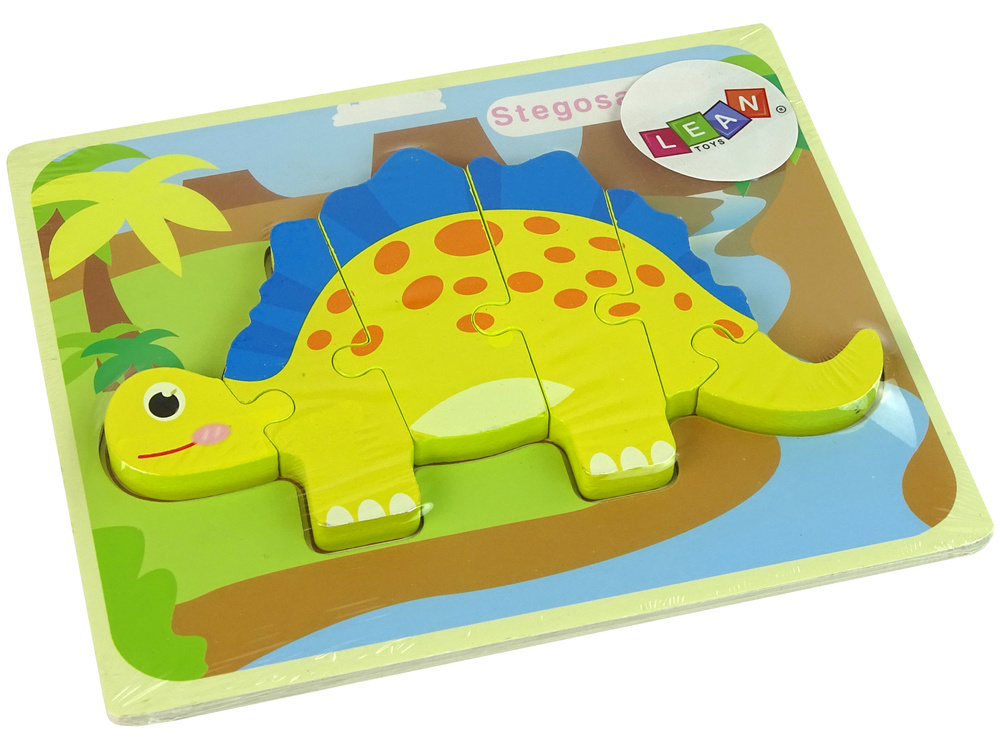 Medinė dėlionė dinozauras leantoys, 6 det.