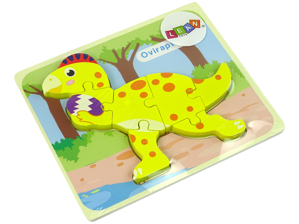 Medinė dėlionė dinozauras leantoys, 6 det.