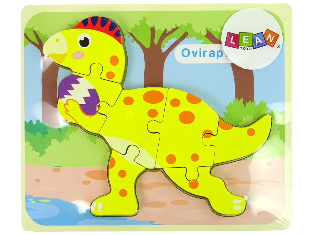Medinė dėlionė dinozauras leantoys, 6 det.