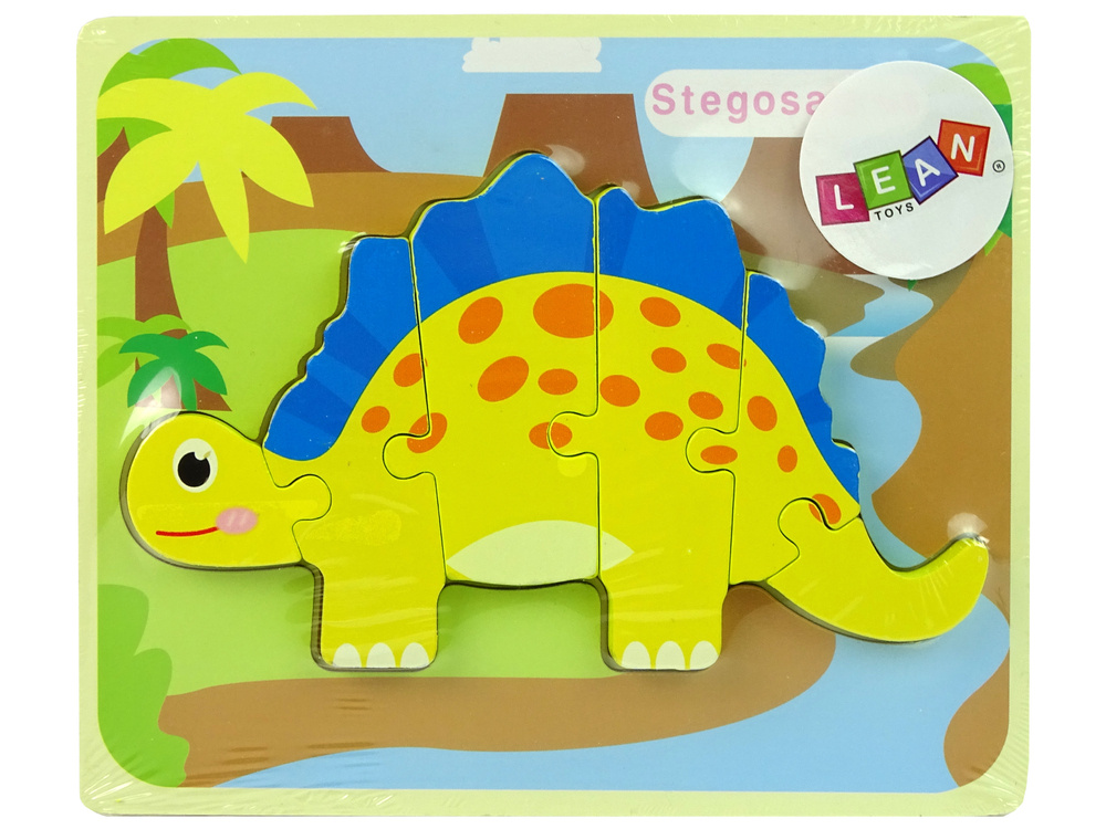 Medinė dėlionė dinozauras leantoys, 6 det.