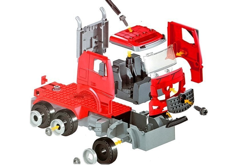 Žaislinis ardomas ugniagesių gelbėtojų autokeltuvas su priedais lean toys, raudonas, 54x32x9,5 cm