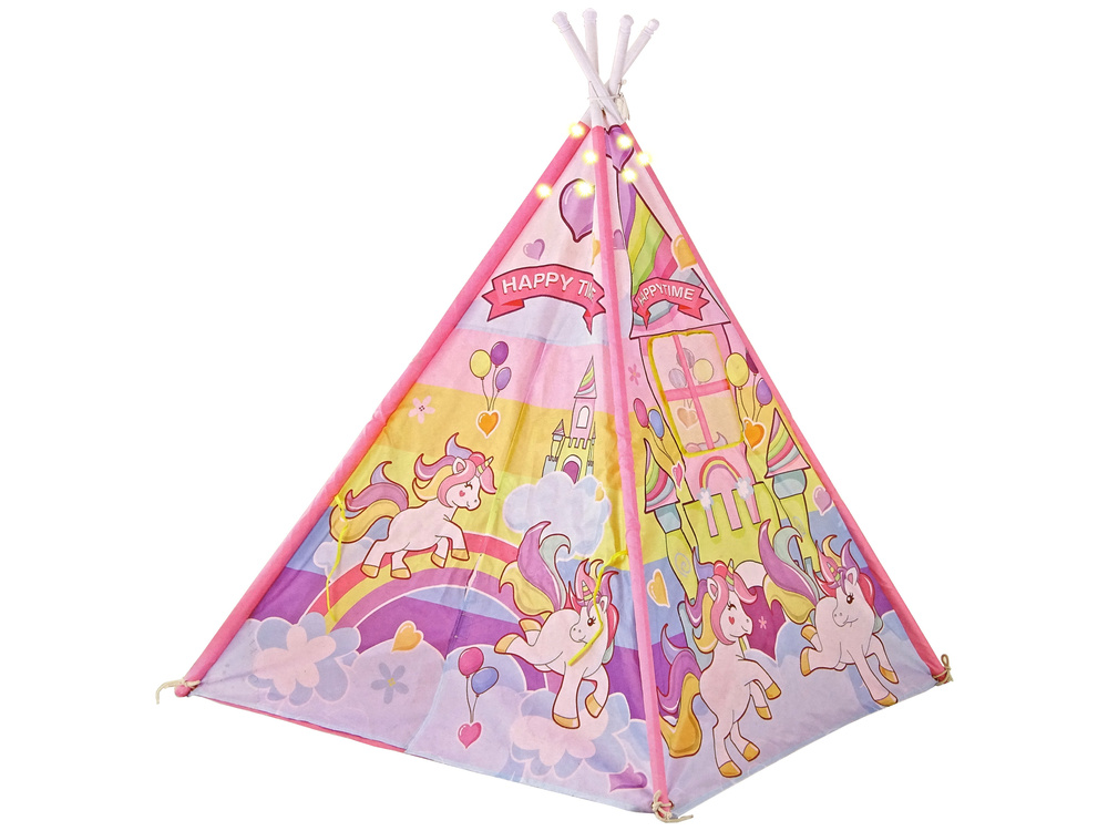 Vaikiška indėniška palapinė unicorn ponies pink