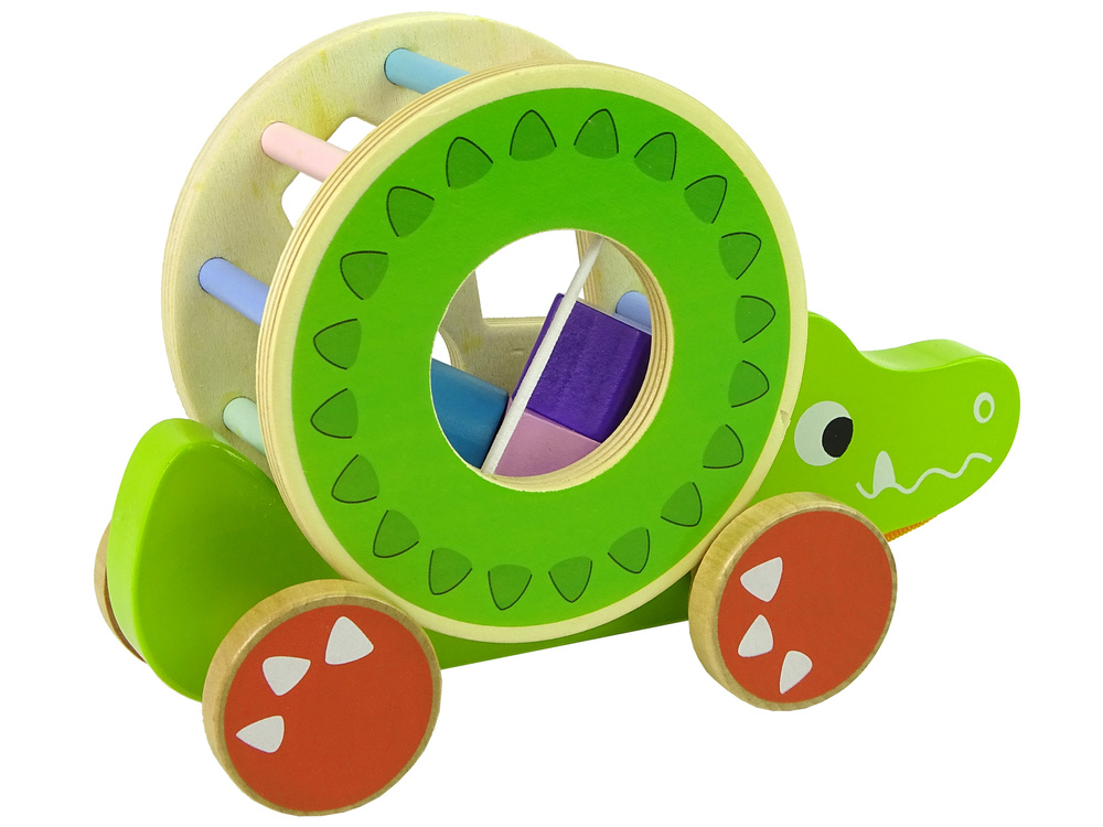 Medinis rūšiuoklis su virvele lean toys krokodilas, žalias