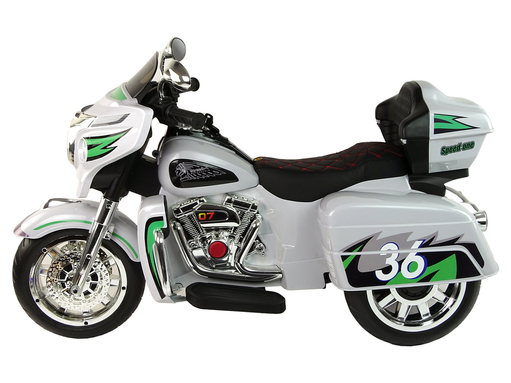 Vienvietis vaikiškas triratis elektromotociklas lean toys goldwing nel-r1800gs, pilkas