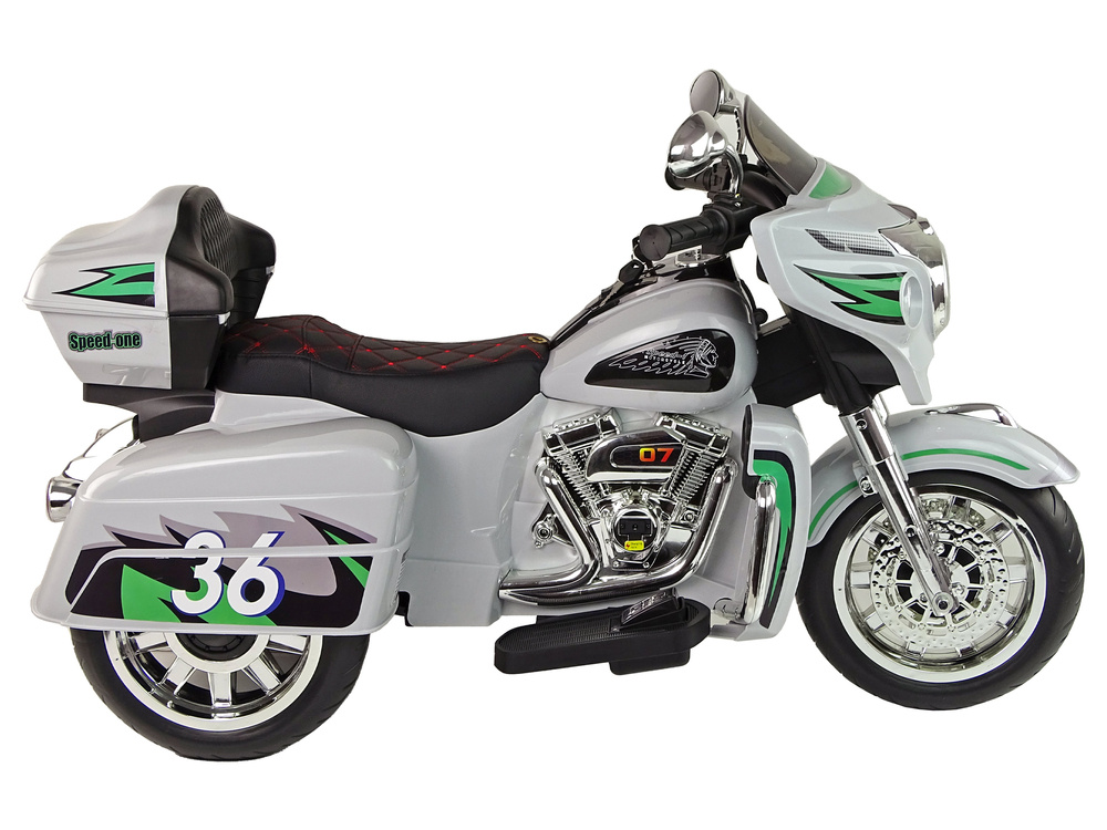 Vienvietis vaikiškas triratis elektromotociklas lean toys goldwing nel-r1800gs, pilkas