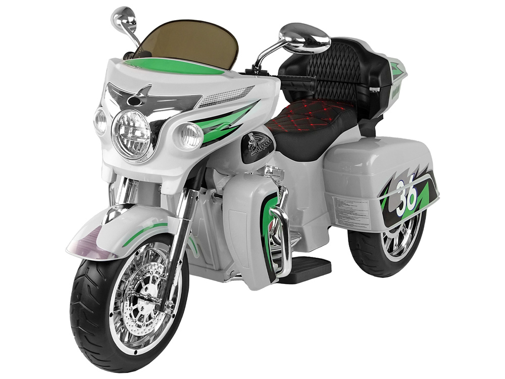 Vienvietis vaikiškas triratis elektromotociklas lean toys goldwing nel-r1800gs, pilkas