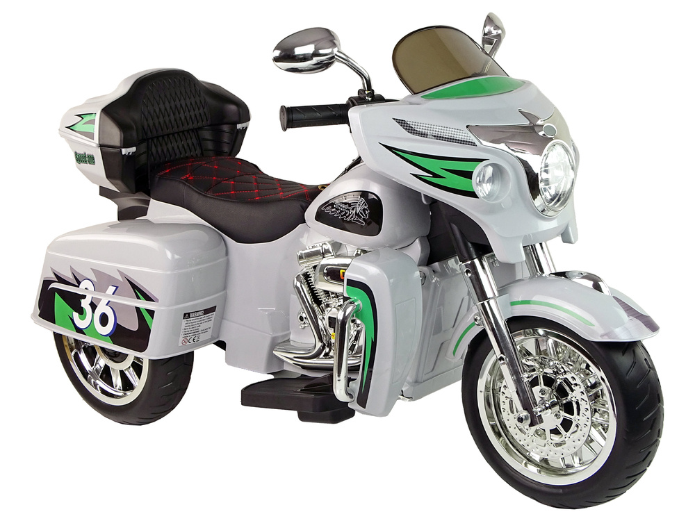 Vienvietis vaikiškas triratis elektromotociklas lean toys goldwing nel-r1800gs, pilkas