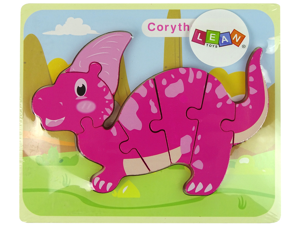 Medinė dėlionė dinozauras leantoys, 6 det.