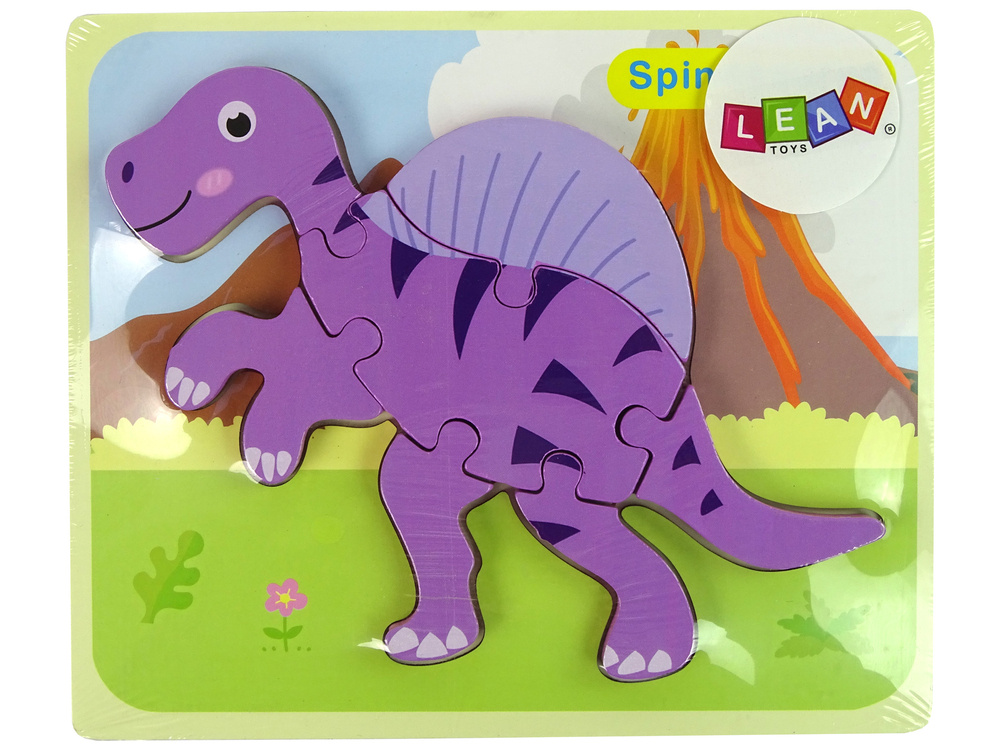 Medinė dėlionė dinozauras leantoys, 6 det.