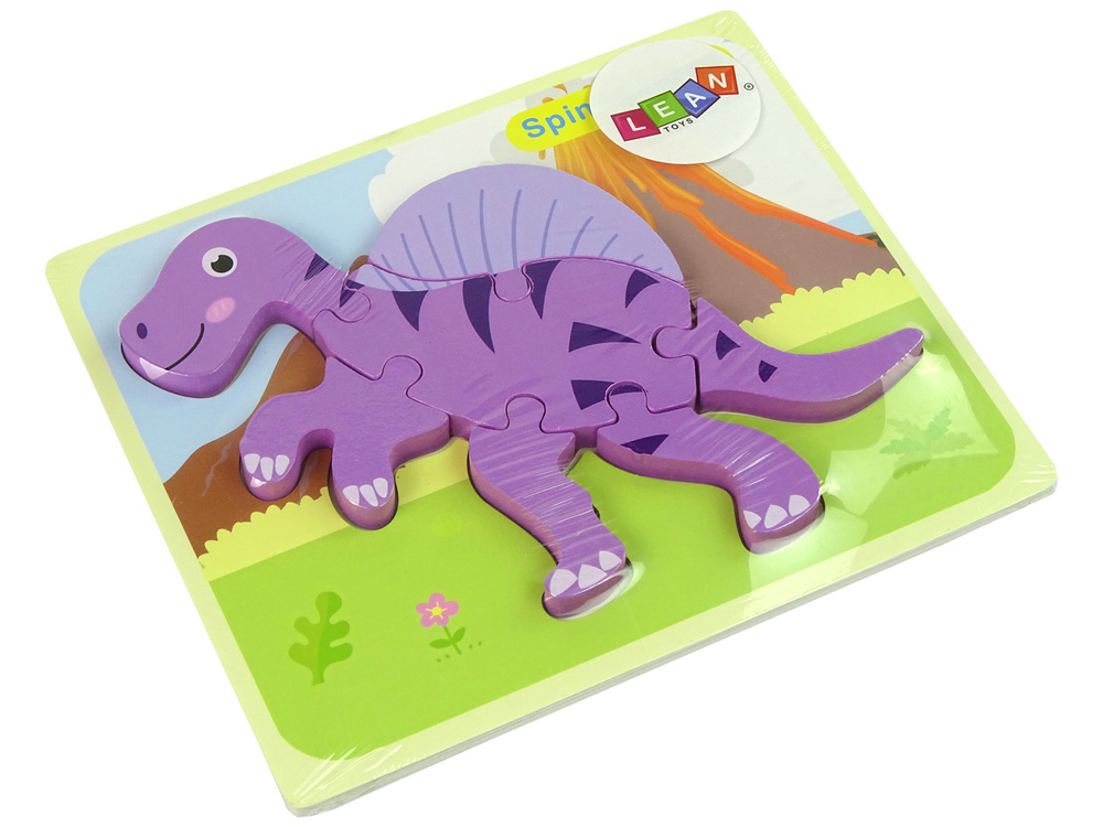 Medinė dėlionė dinozauras leantoys, 6 det.