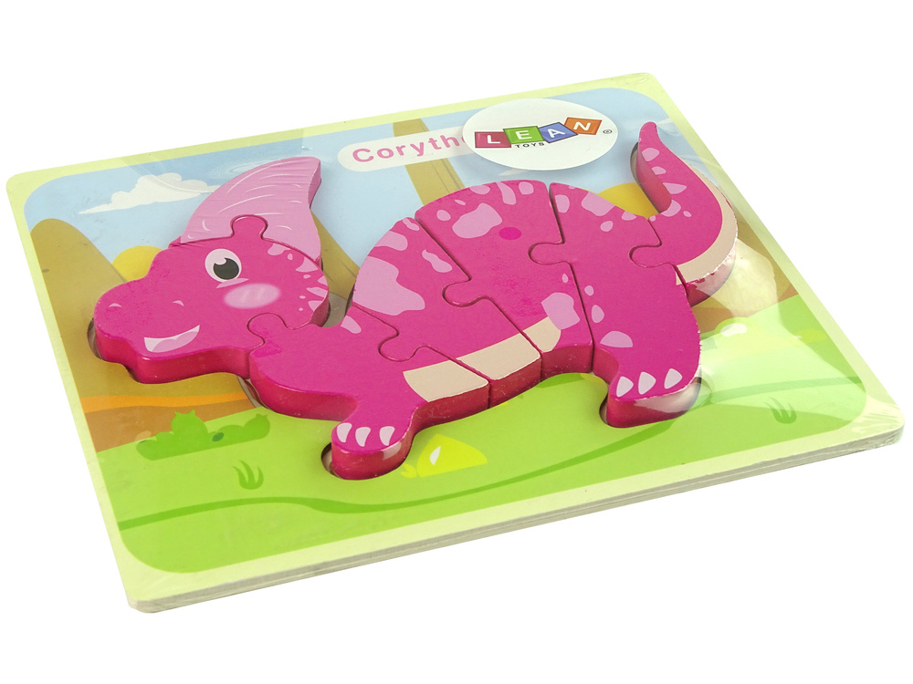 Medinė dėlionė dinozauras leantoys, 6 det.