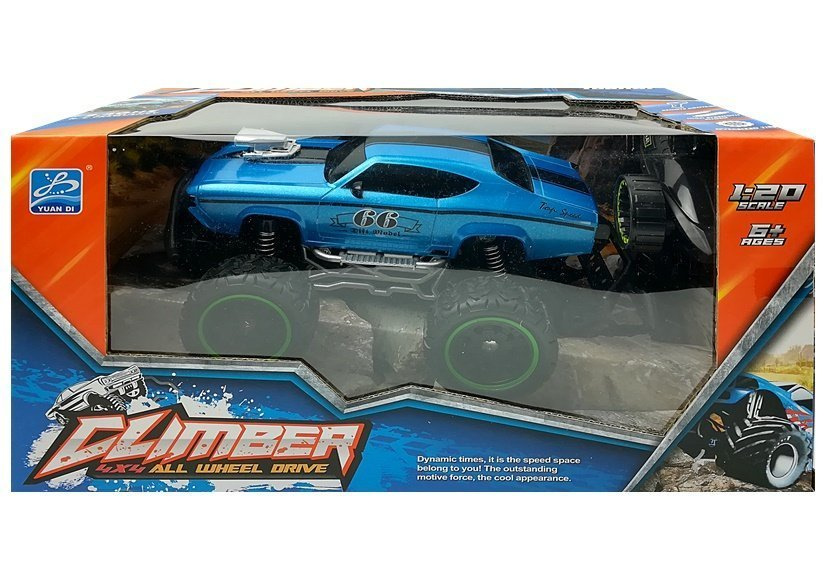 Nuotoliniu būdu valdomas automobilis r/c blue high wheels, mėlyna