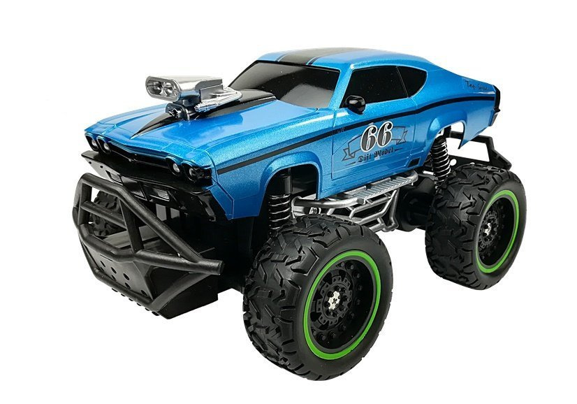 Nuotoliniu būdu valdomas automobilis r/c blue high wheels, mėlyna