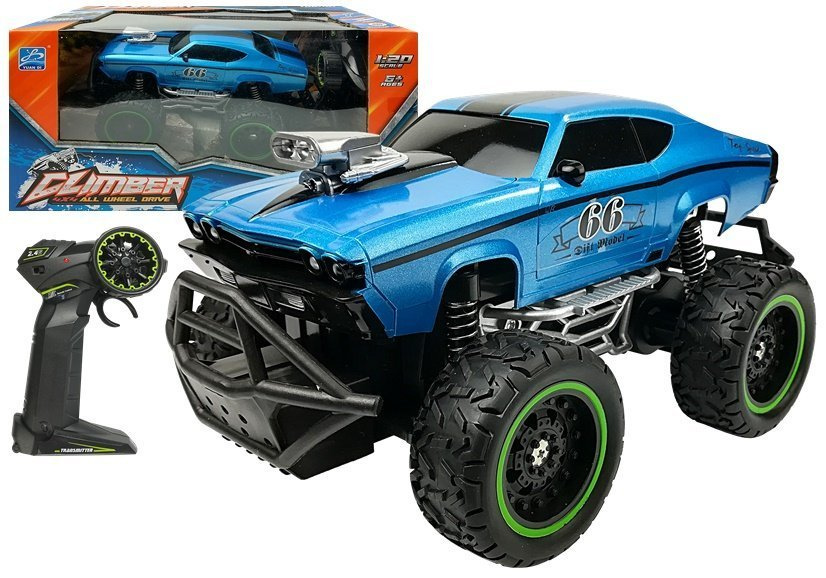 Nuotoliniu būdu valdomas automobilis r/c blue high wheels, mėlyna