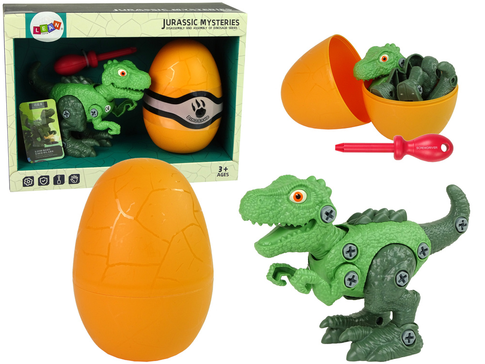 Dinozaurų rinkinys su atsuktuvu berniukams lean toys, žalias