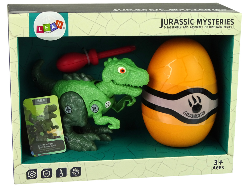Dinozaurų rinkinys su atsuktuvu berniukams lean toys, žalias